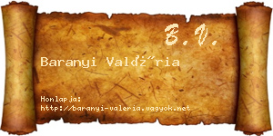 Baranyi Valéria névjegykártya